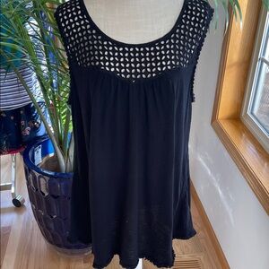 Style & Co. Black Crochet Detail Tank Top
